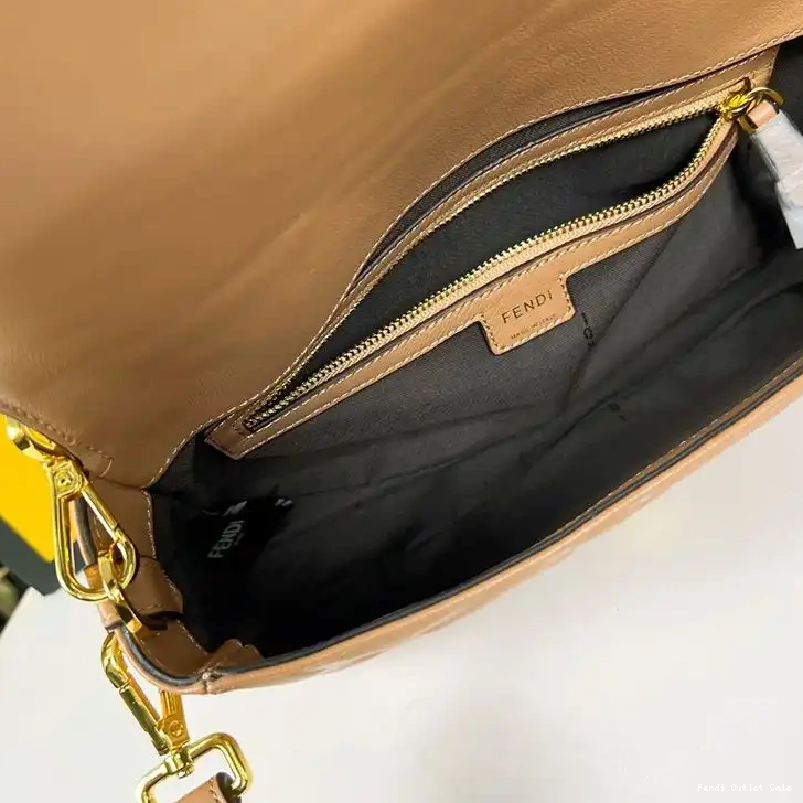 Affordable Nappa Medium In Brown Fendi Baguette Bag FF Motif Leather 0612